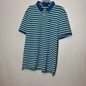 G/Fore G4 Golf Polo Shirt Mens Size XL Striped Green / Blue‎ / White NWT $120